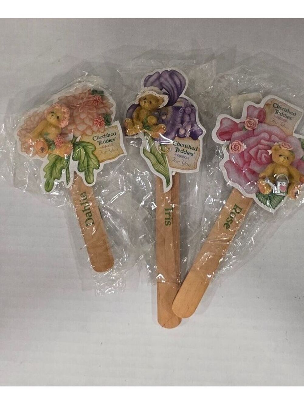 Cherished Teddies Set of 3 - Dahlia, Iris, Rose - 1996 Enesco Licensed